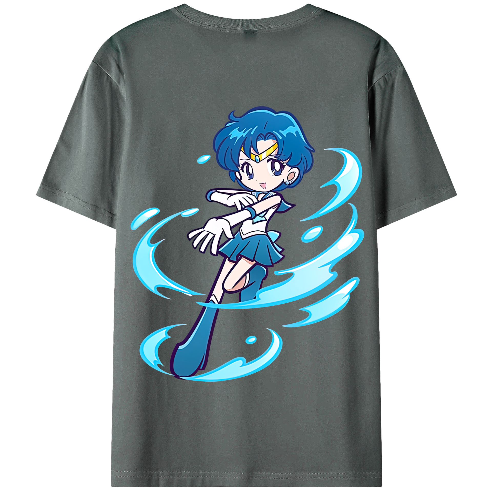 （画像用） 美少女戦士セーラームーン 水野 亜美 みずの あみ Sailor Moon Mizuno Ami 綿100％半袖Tシャツ（背面プリント）
